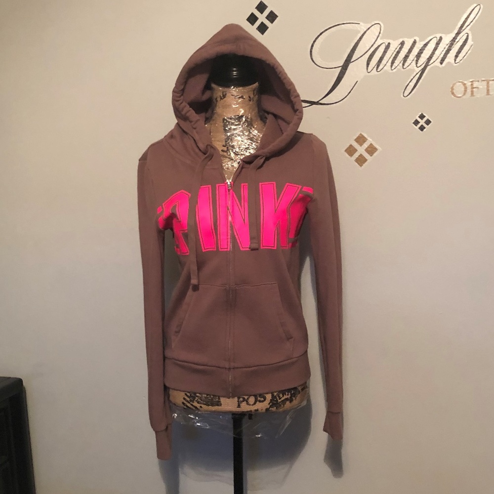 PINK zip up hoodie, size XS